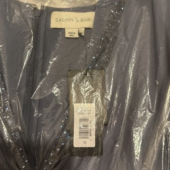 NWT | Sachin + Babi Satin Gabby Gown Cool Grey Size 10 & 12 - Picture 12 of 12